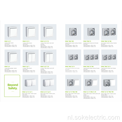 Nieuw ontwerp 1 Gang wandschakelaarbord met tussenliggende licht witte elektrische schakelaars